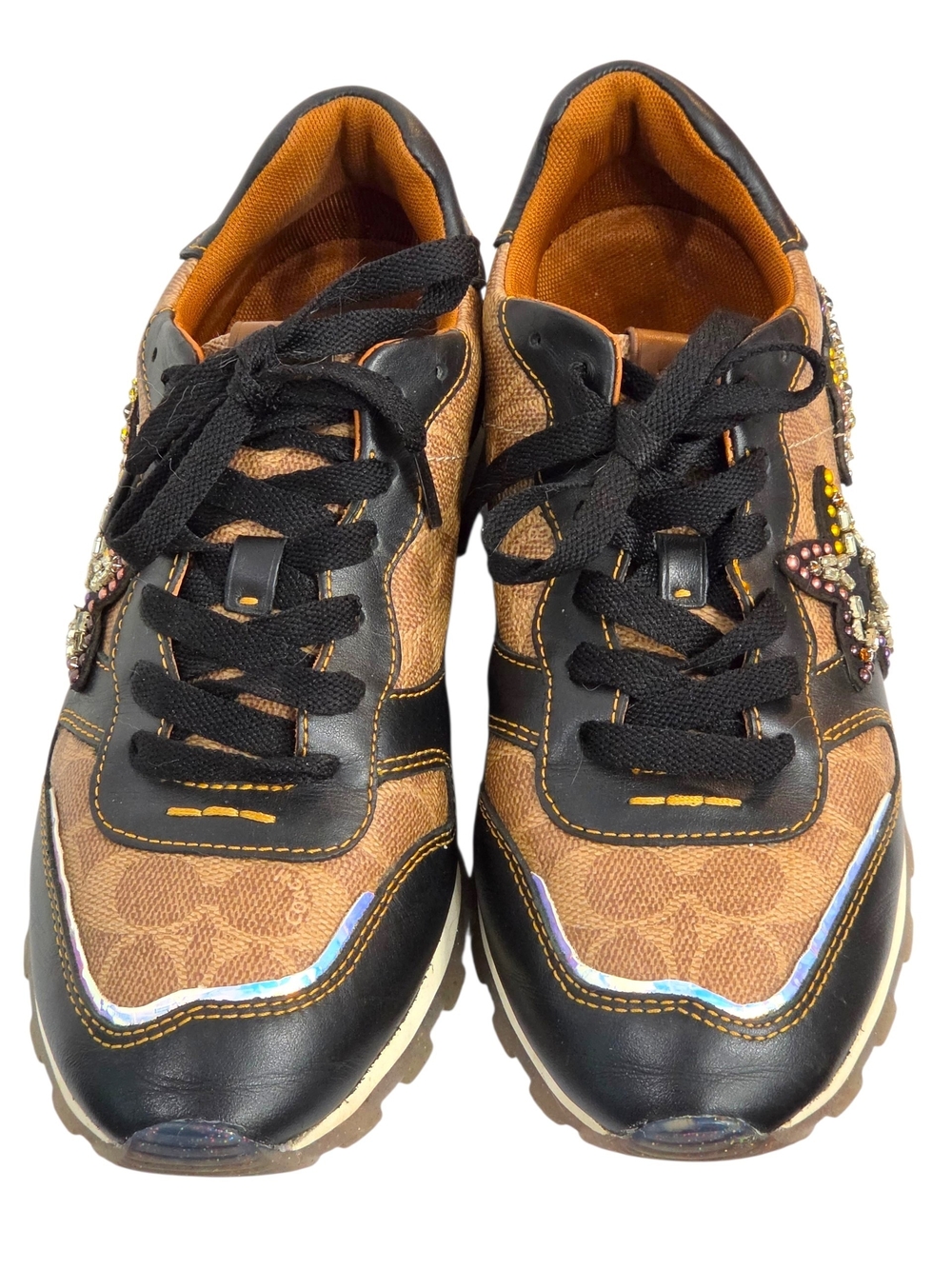 Coach Signature Leather Sneakers C118 Beaded Applique Shooting Star - Picture 8 of 14